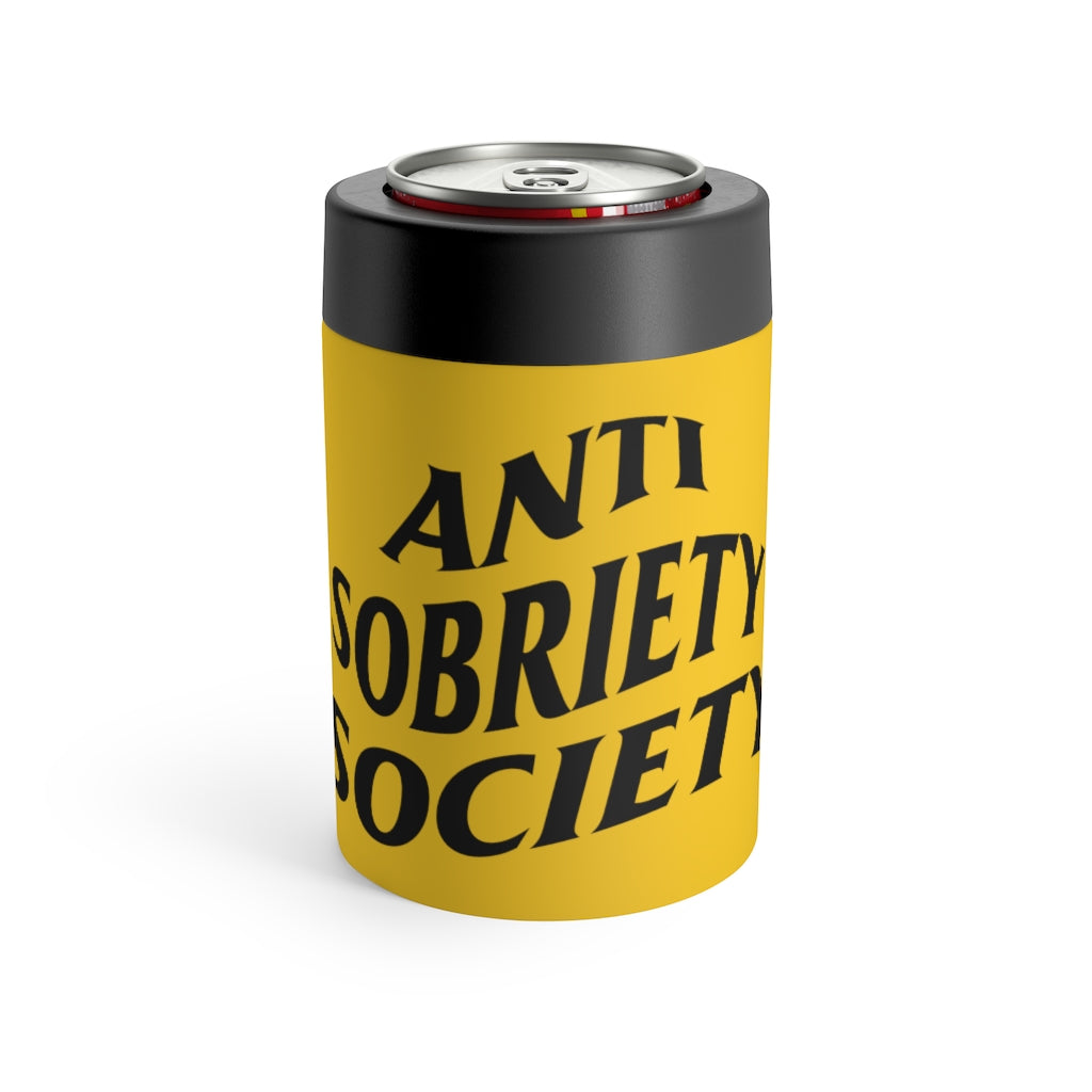 Anti Sobriety Society Can Cooler (Yellow)